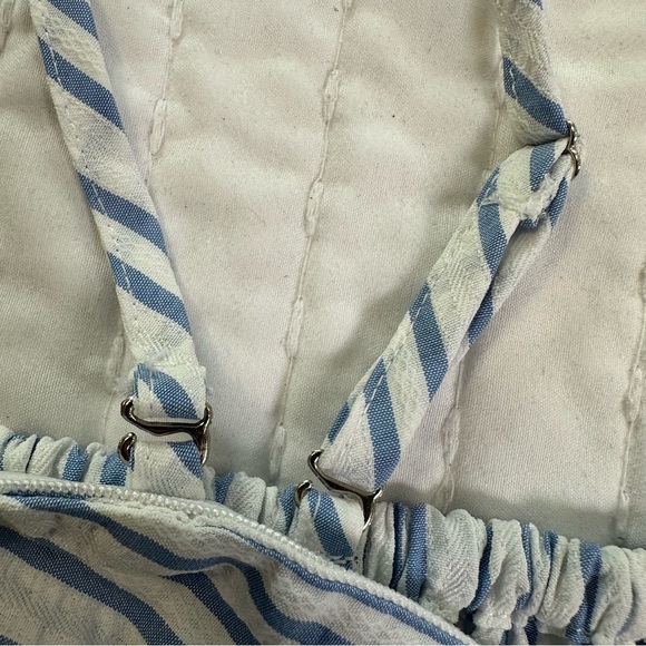 NWT Cupshe Marigold Blosson Blue and White Striped Romper - Picture 9 of 15